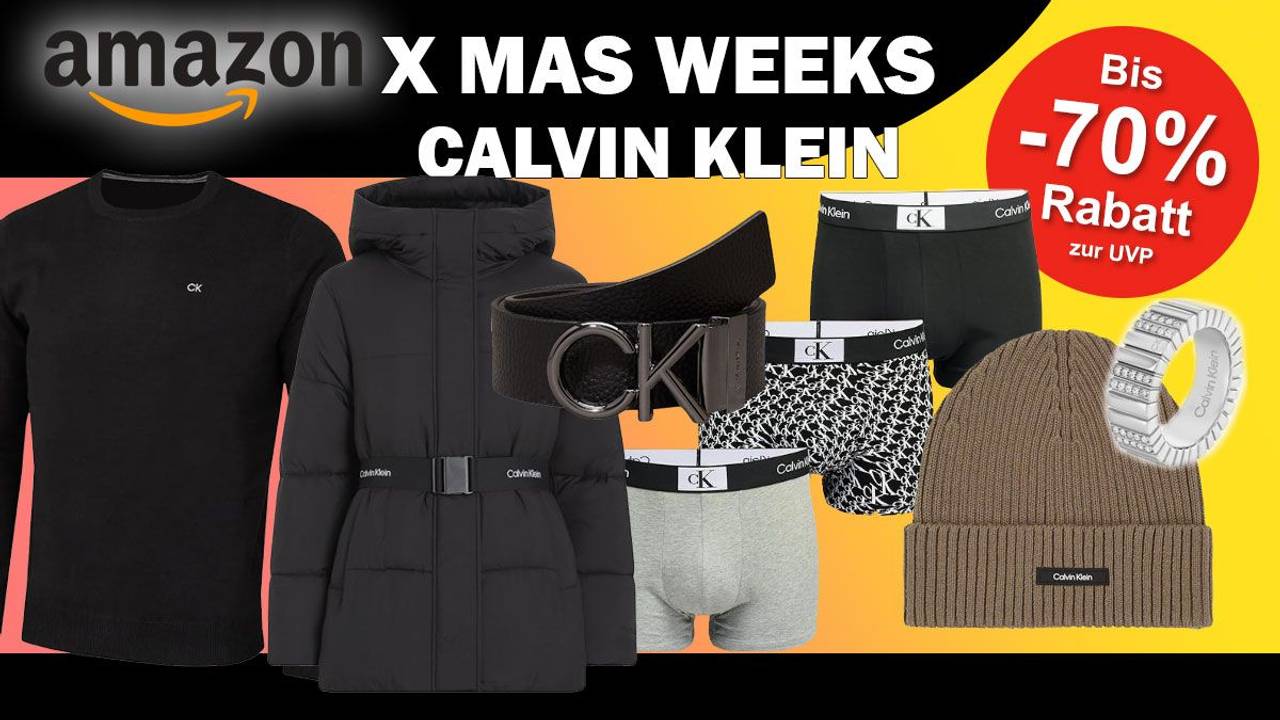 Auf dem Bild sind Accessoires von Calvin Klein zu sehen, sowie Pullover und Jacke.