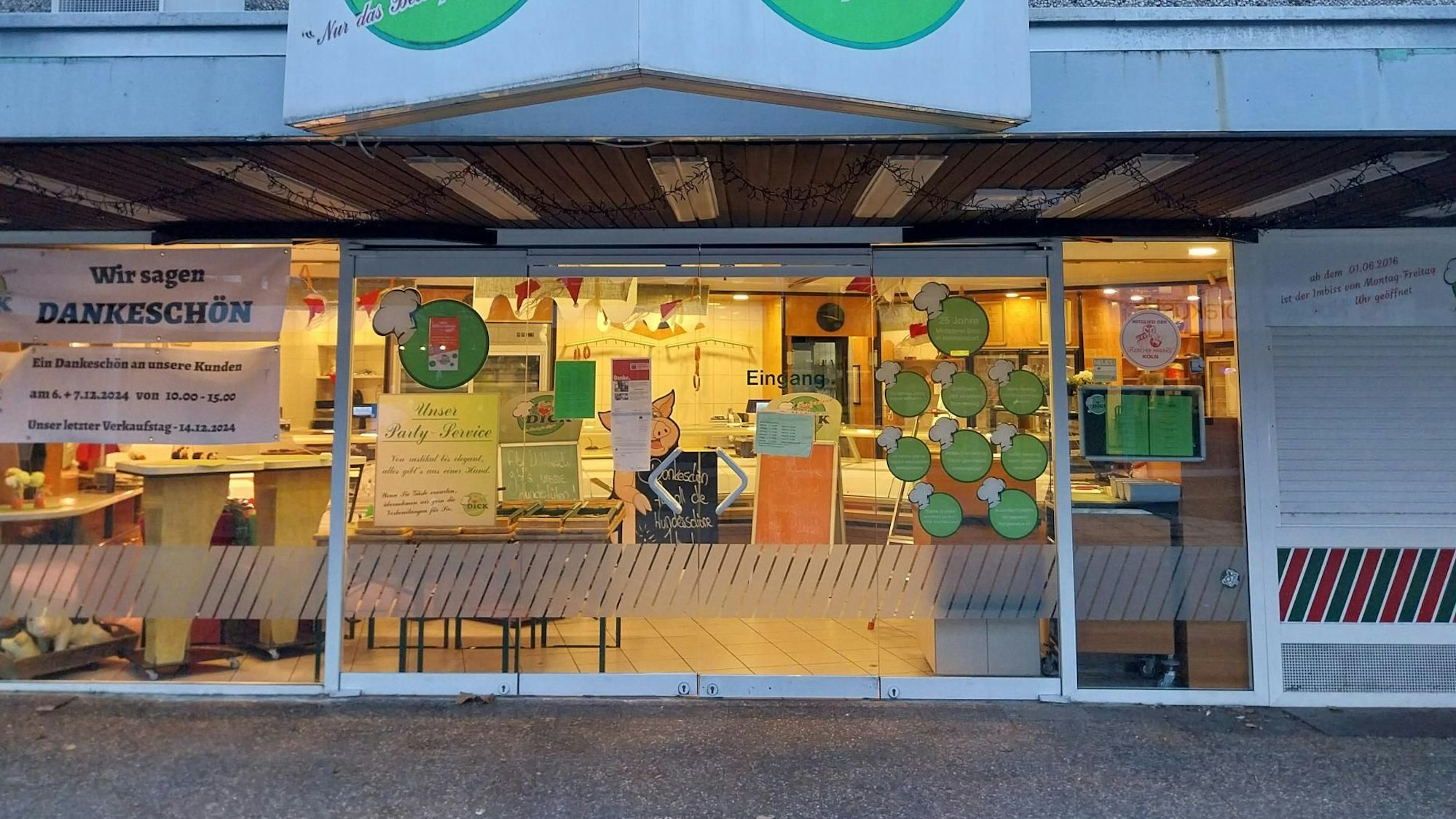 Die Metzgerei Dick in Köln-Heimersdorf.