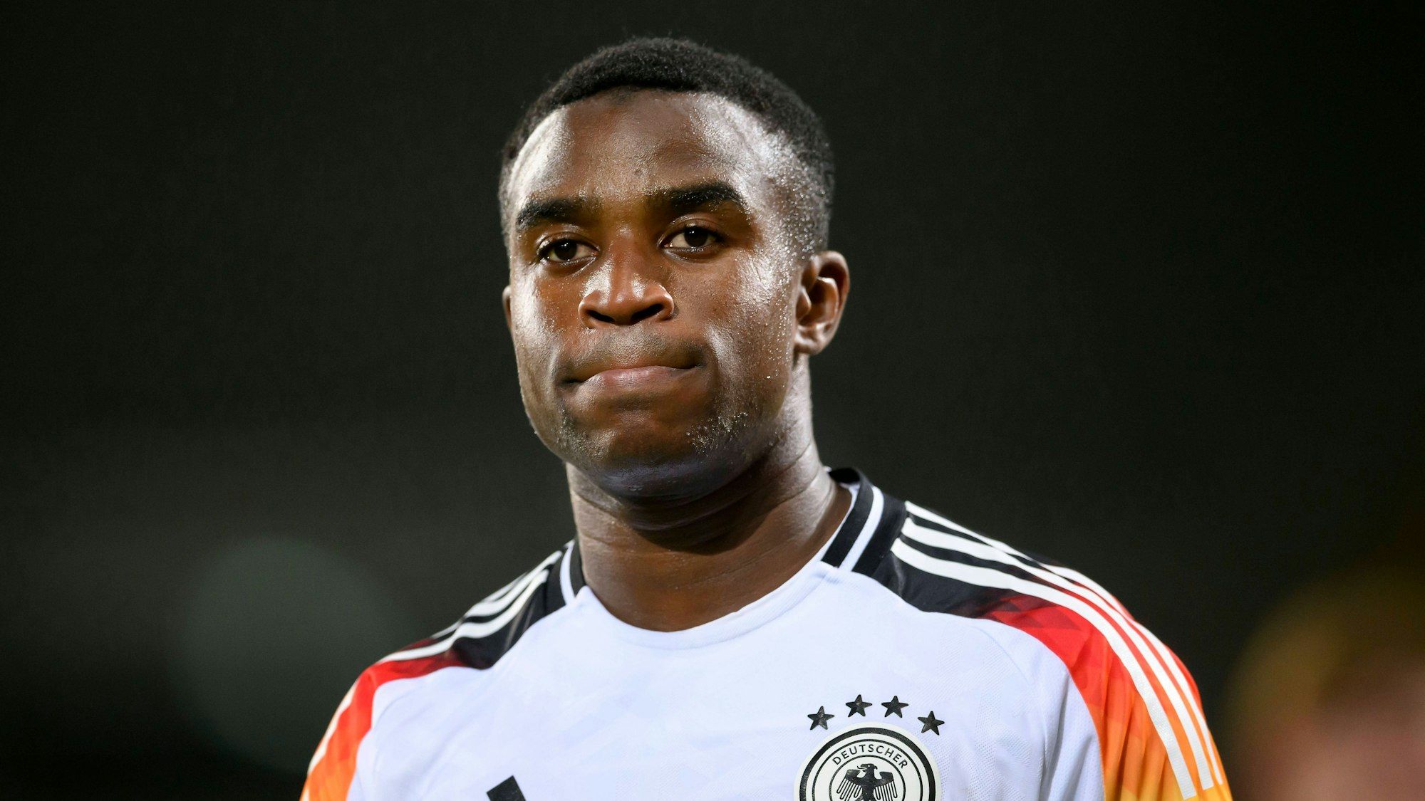 Youssoufa Moukoko am 15. November 2024 bei einem U21-Länderspiel im Trikot der deutschen Nationalmannschaft.