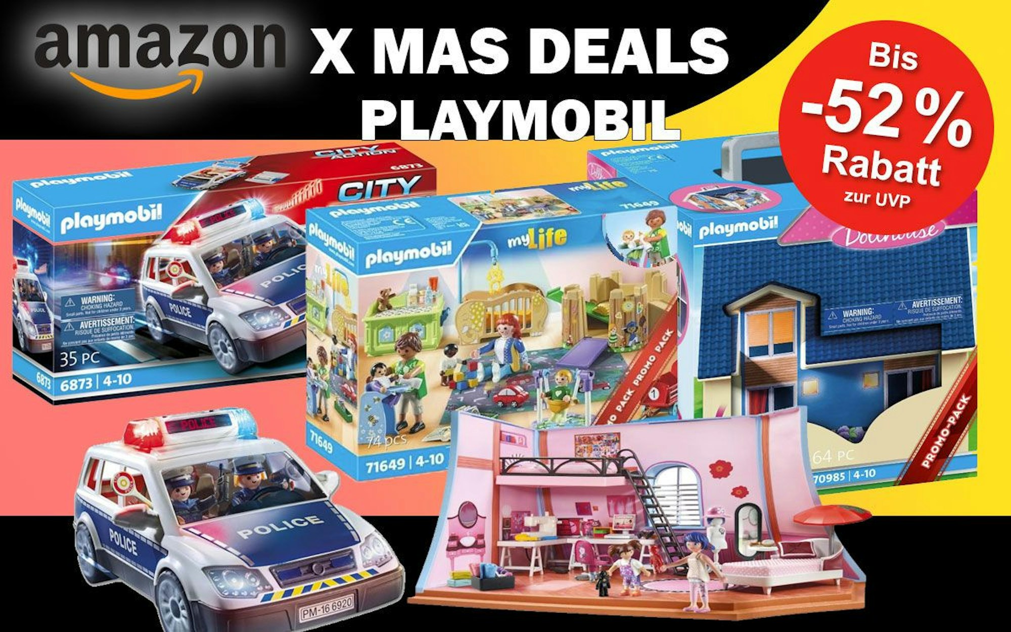 Auf dem Bild sind Produkte von Playmobil zu sehen.