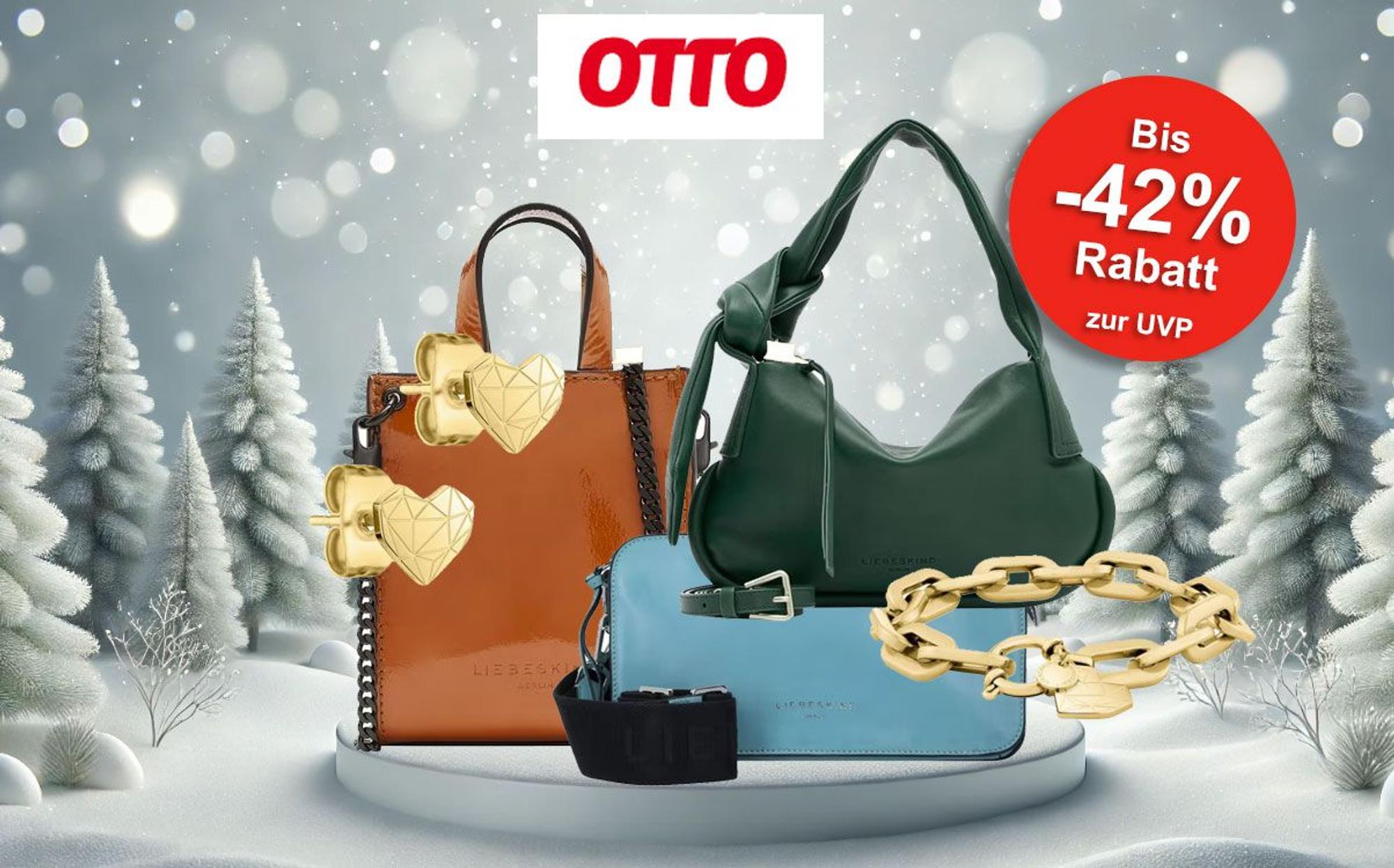 Auf dem Bild sind Liebeskind Taschen, Ohrringe und ein Armband zu sehen.