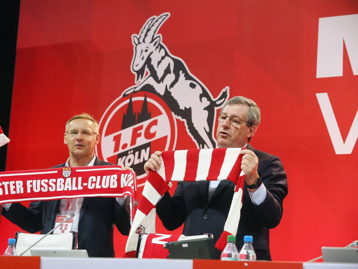 1. FC Köln, Mitgliederversammlung, von links: Eckhard Sauren, Werner Wolf