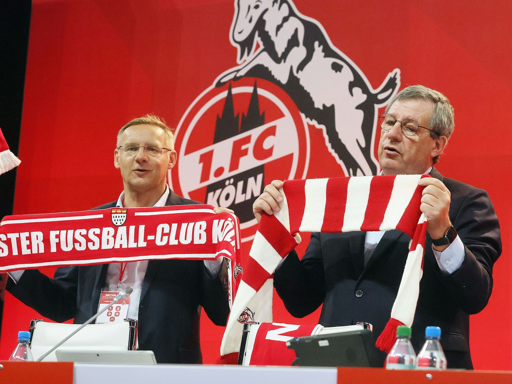 1. FC Köln, Mitgliederversammlung, von links: Eckhard Sauren, Werner Wolf