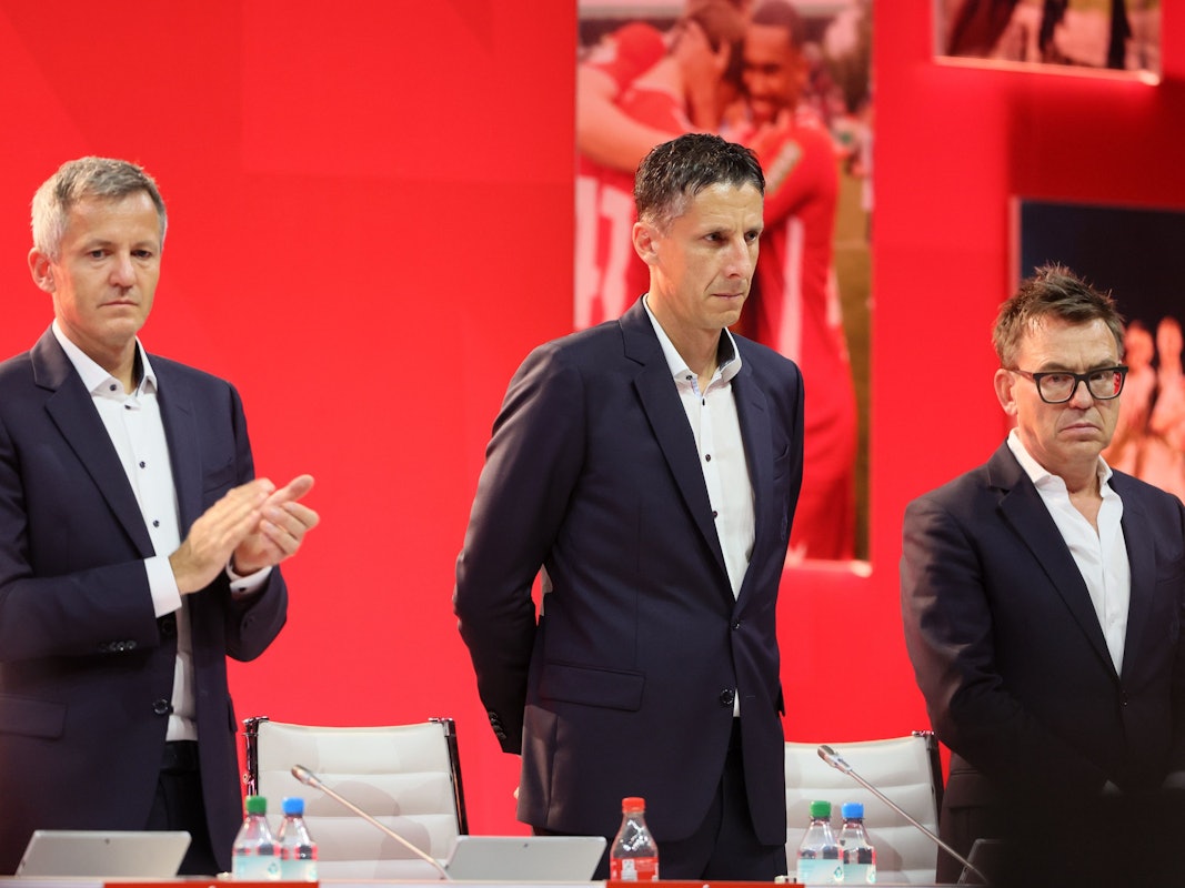 1. FC Köln, Mitgliederversammlung, von links: Philipp Türoff, Christian Keller, Markus Rejek