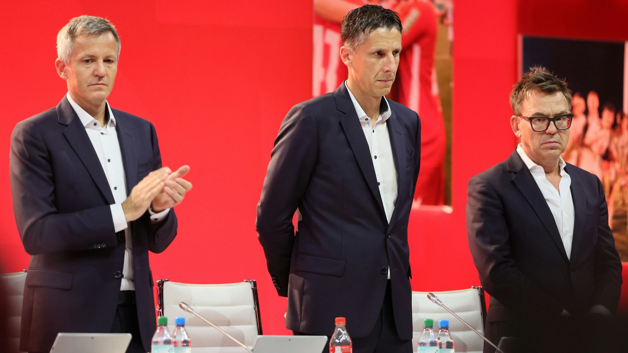 1. FC Köln, Mitgliederversammlung, von links: Philipp Türoff, Christian Keller, Markus Rejek