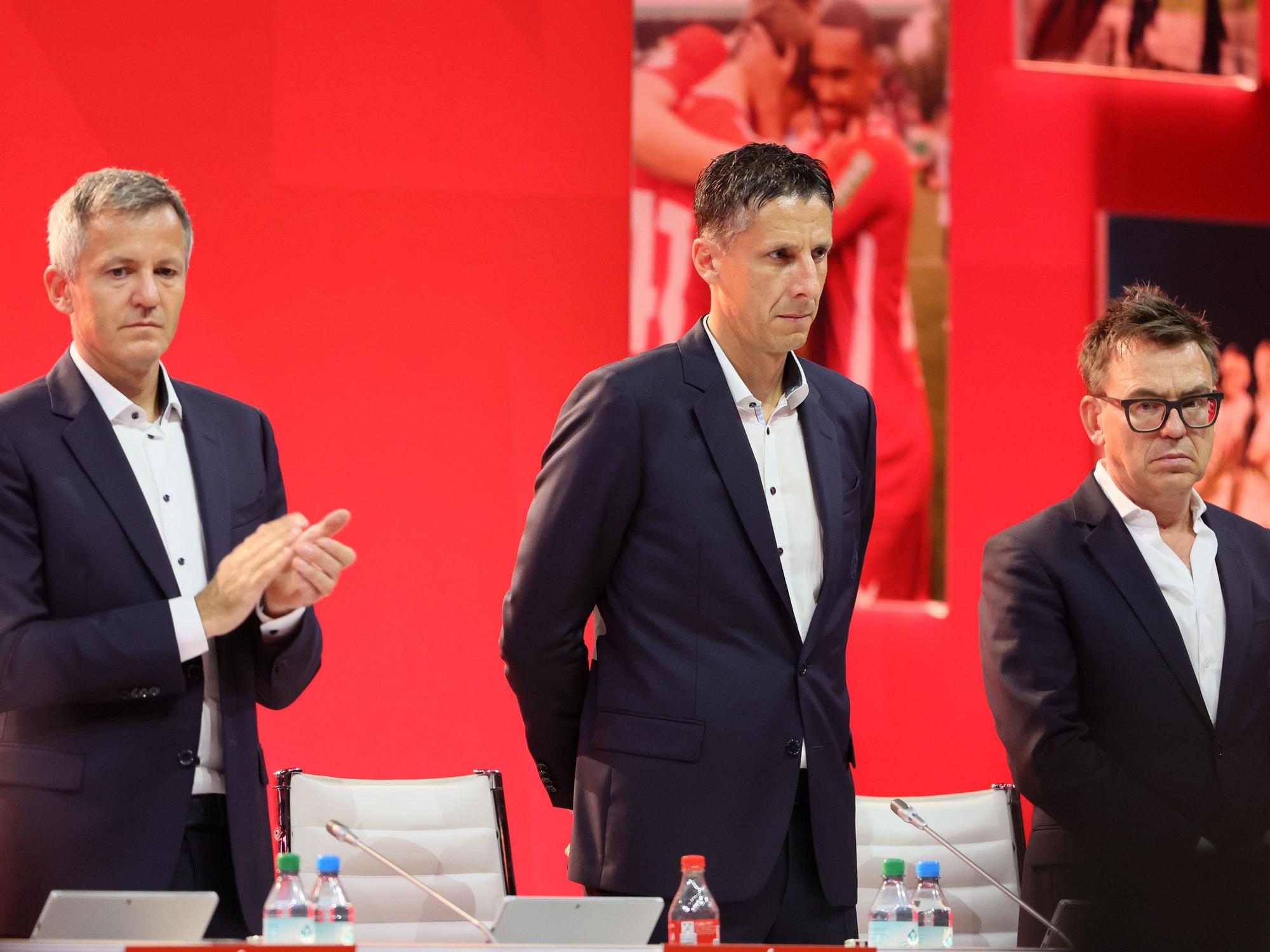 1. FC Köln, Mitgliederversammlung, von links: Philipp Türoff, Christian Keller, Markus Rejek