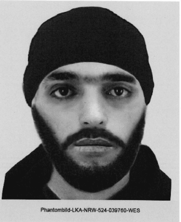 Phantombild eines Mannes mit Mütze, der von der Polizei gesucht wird.