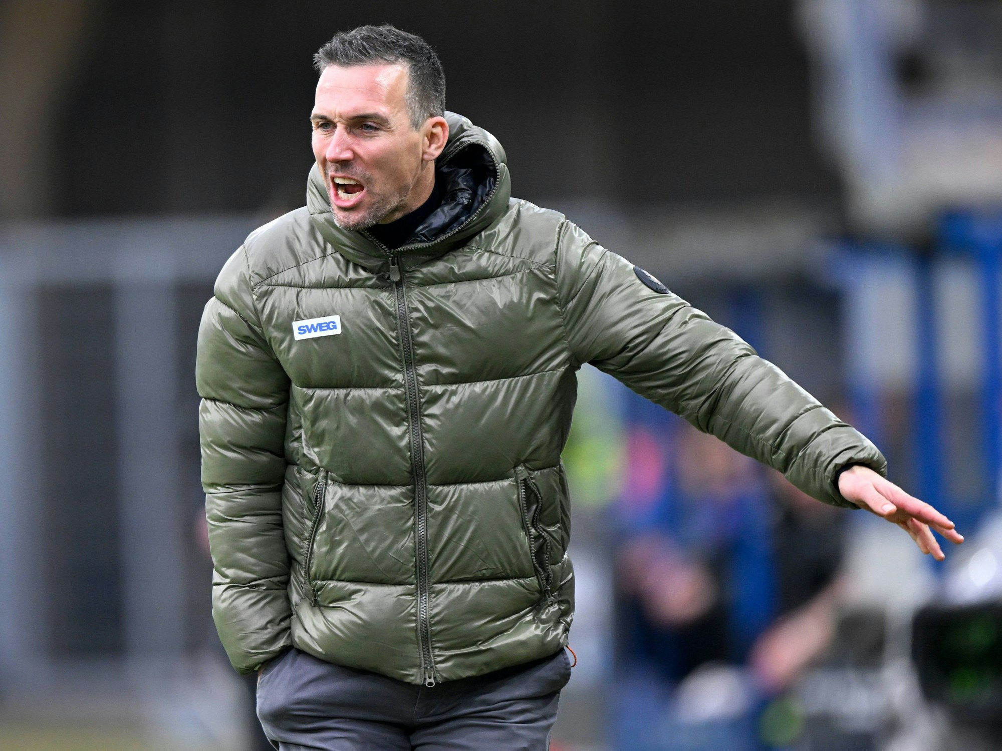 KSC-Trainer Christian Eichner am Samstag (21. Dezember 2024) beim 2:1-Sieg gegen den SC Paderborn.