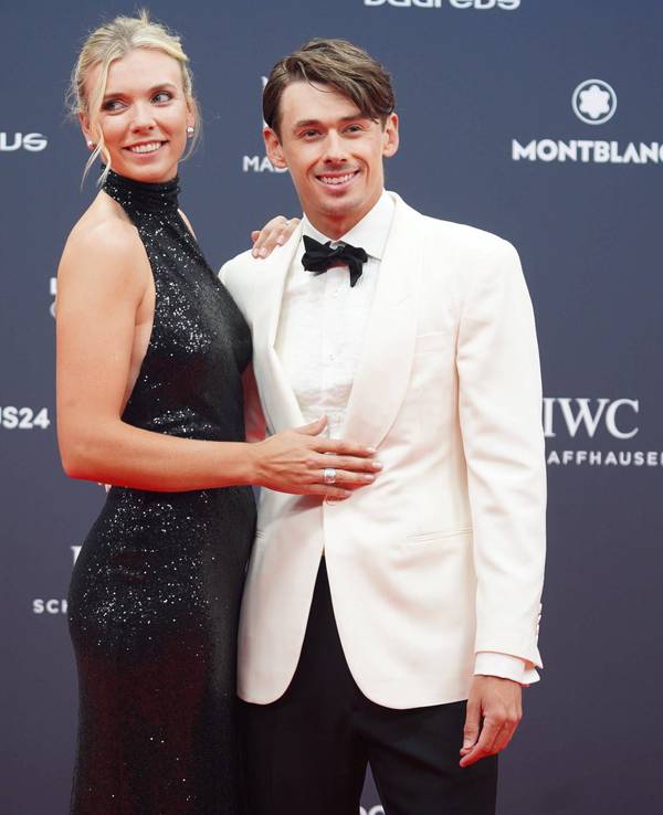Alex de Minaur und Katie Boulter am 22. April 2024 bei den Laureus Awards in Madrid.
