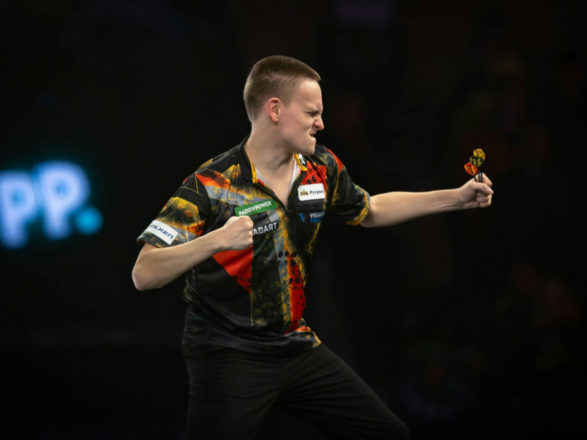 Ricardo Pietreczko jubelt nach seinem Achtelfinaleinzug.