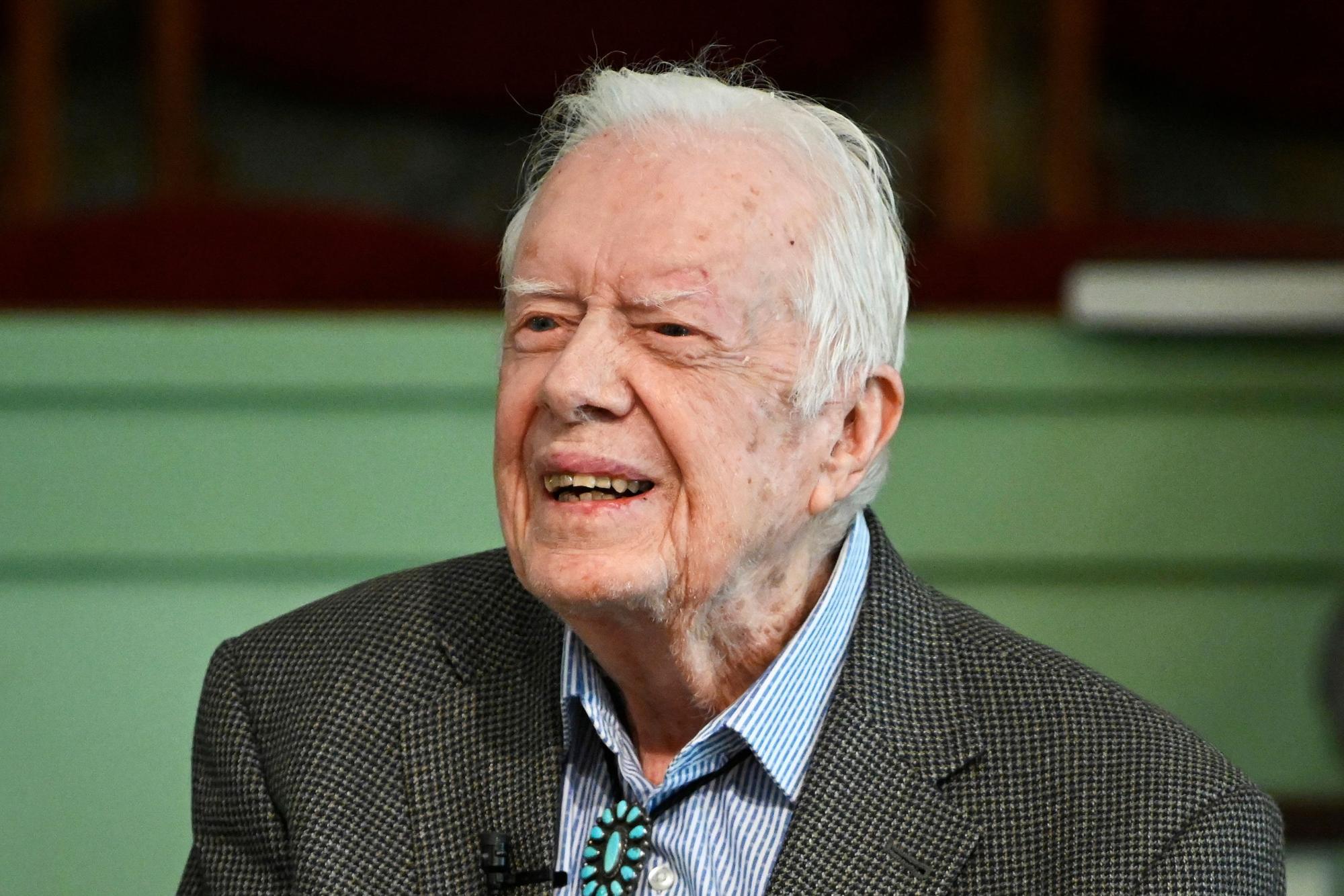 Jimmy Carter, ehemaliger Präsident der USA, unterrichtet 2019 in der Sonntagsschule in der Maranatha Baptist Church.