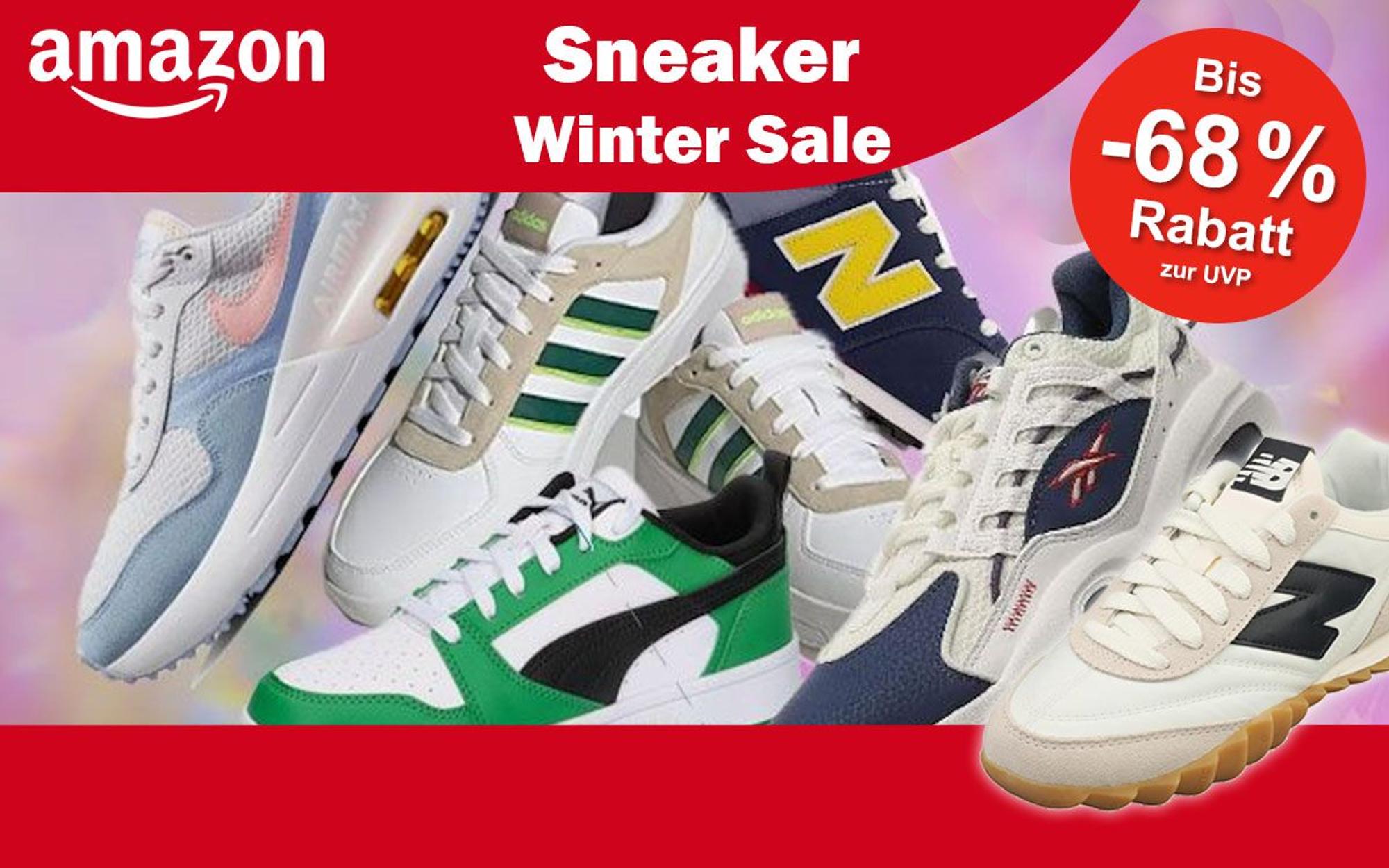 Sneaker und Schuhe verschiedener Marken wie New Balance, Puma, Reebok, Nike, Adidas im Amazon Winter Sale.