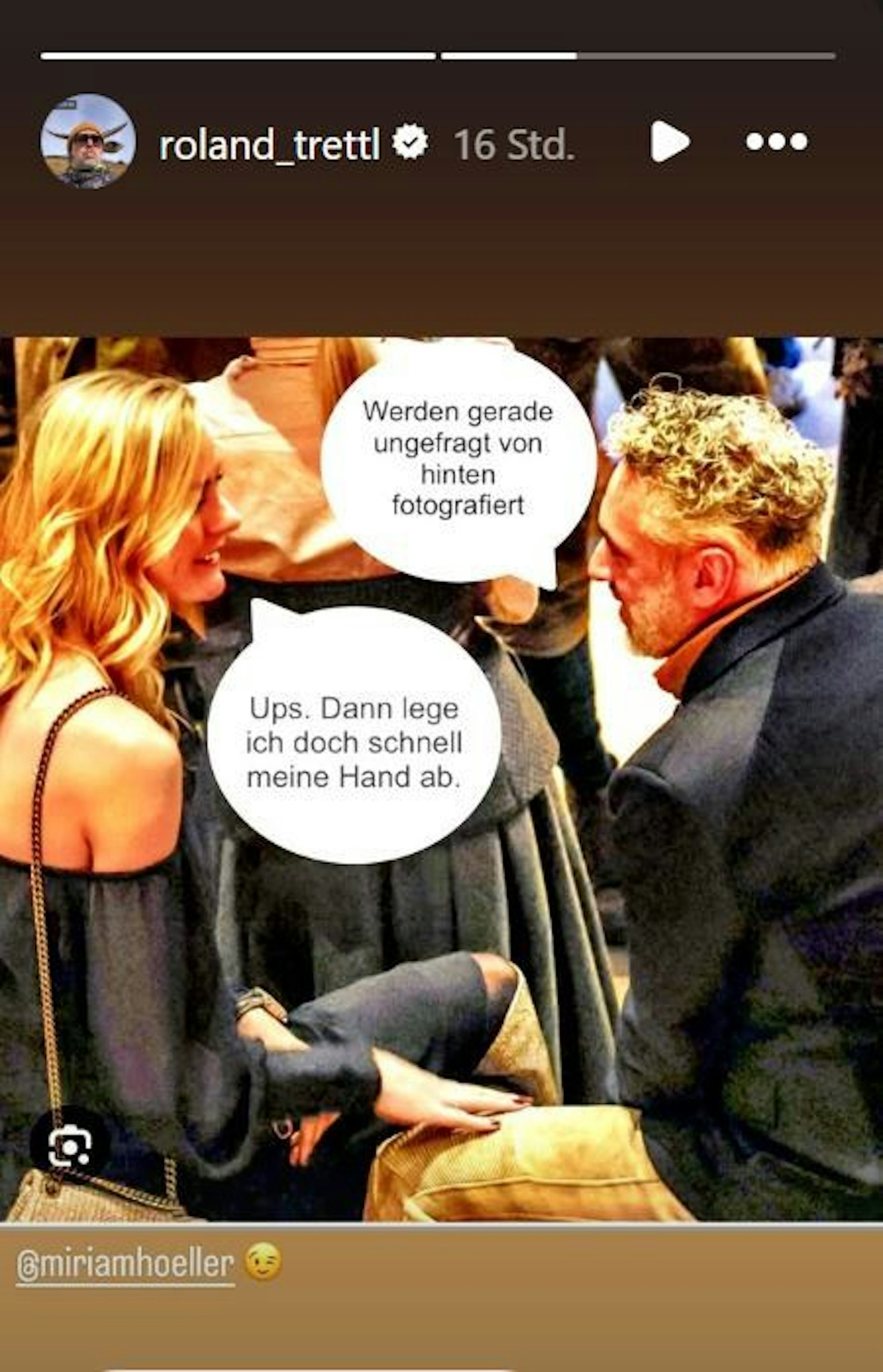 Dieses Foto teilten sowohl Miriam Höller als auch Roland Trettl am 29. Dezember 2024 in ihrer Instagram-Story.