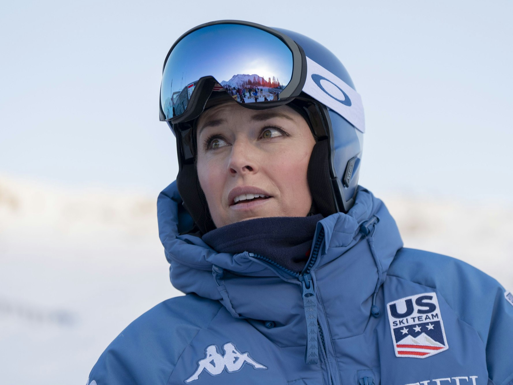 Lindsey Vonn aus den USA vor dem Super-G der Damen beim FIS Skiweltcup.