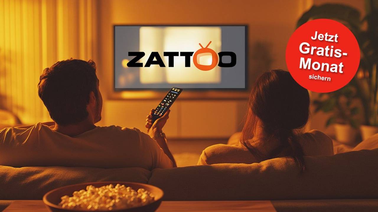 Zwei Personen sitzen vor dem TV und schauen über Zattoo Fernsehen