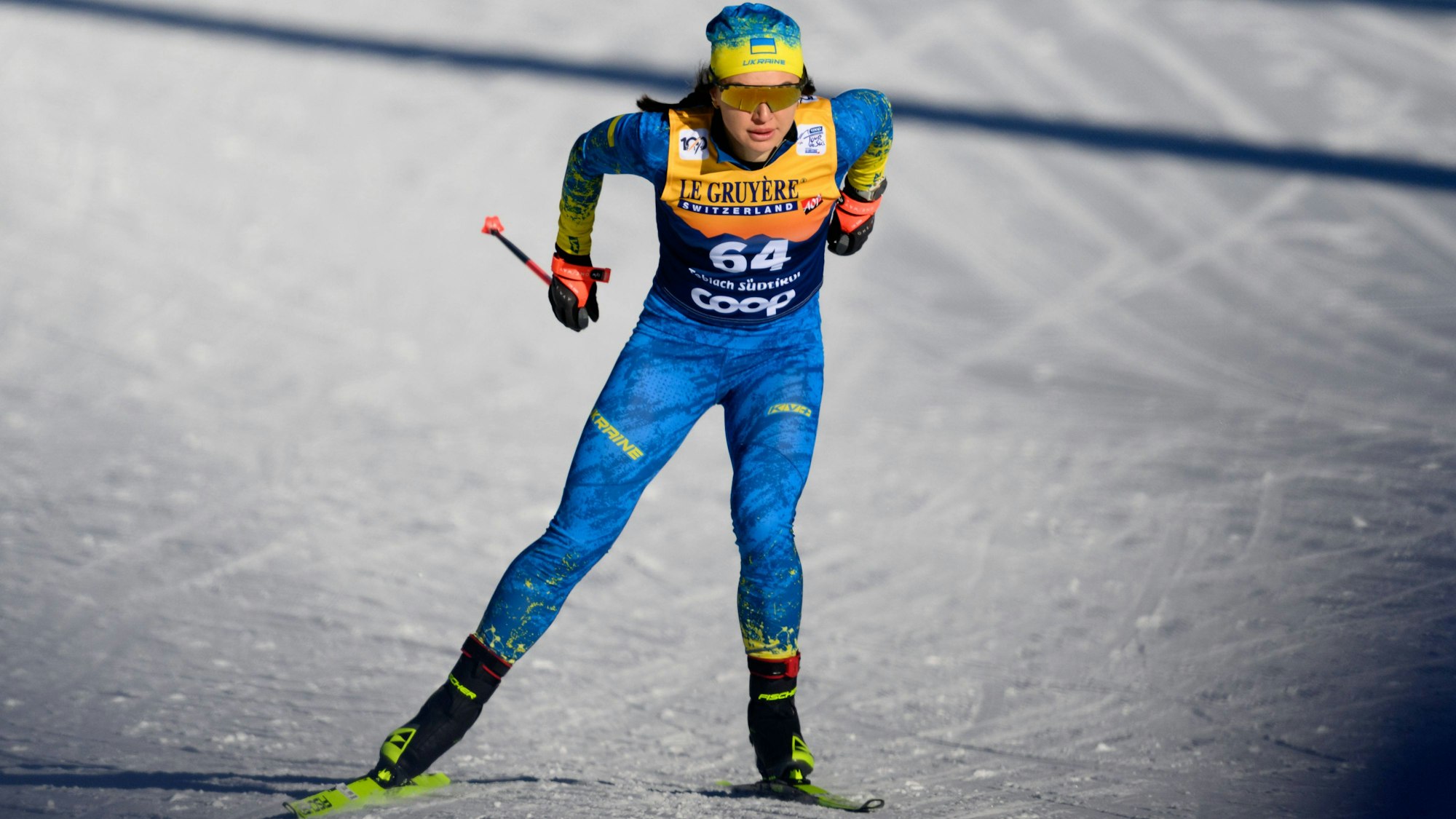 Wiktorija Olech am 28. Dezember 2024 bei der Tour de Ski in Toblach. Kurz darauf waren die Ukrainerin und der Rest ihres Teams verschwunden.