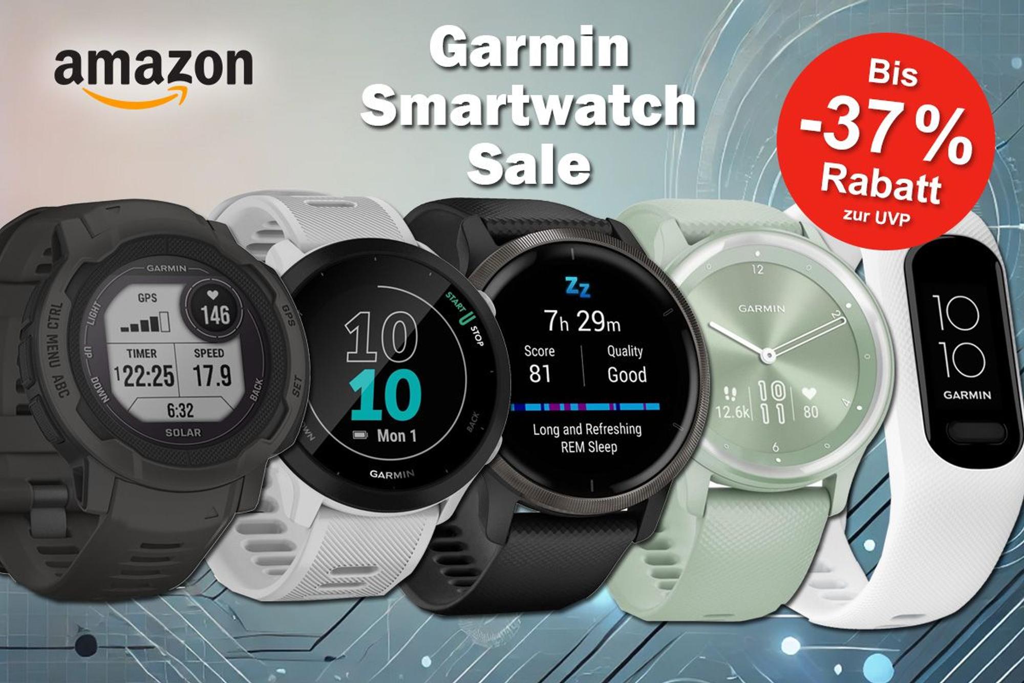 Produktbilder von verschiedenen Garmin Smartwatch Modellen