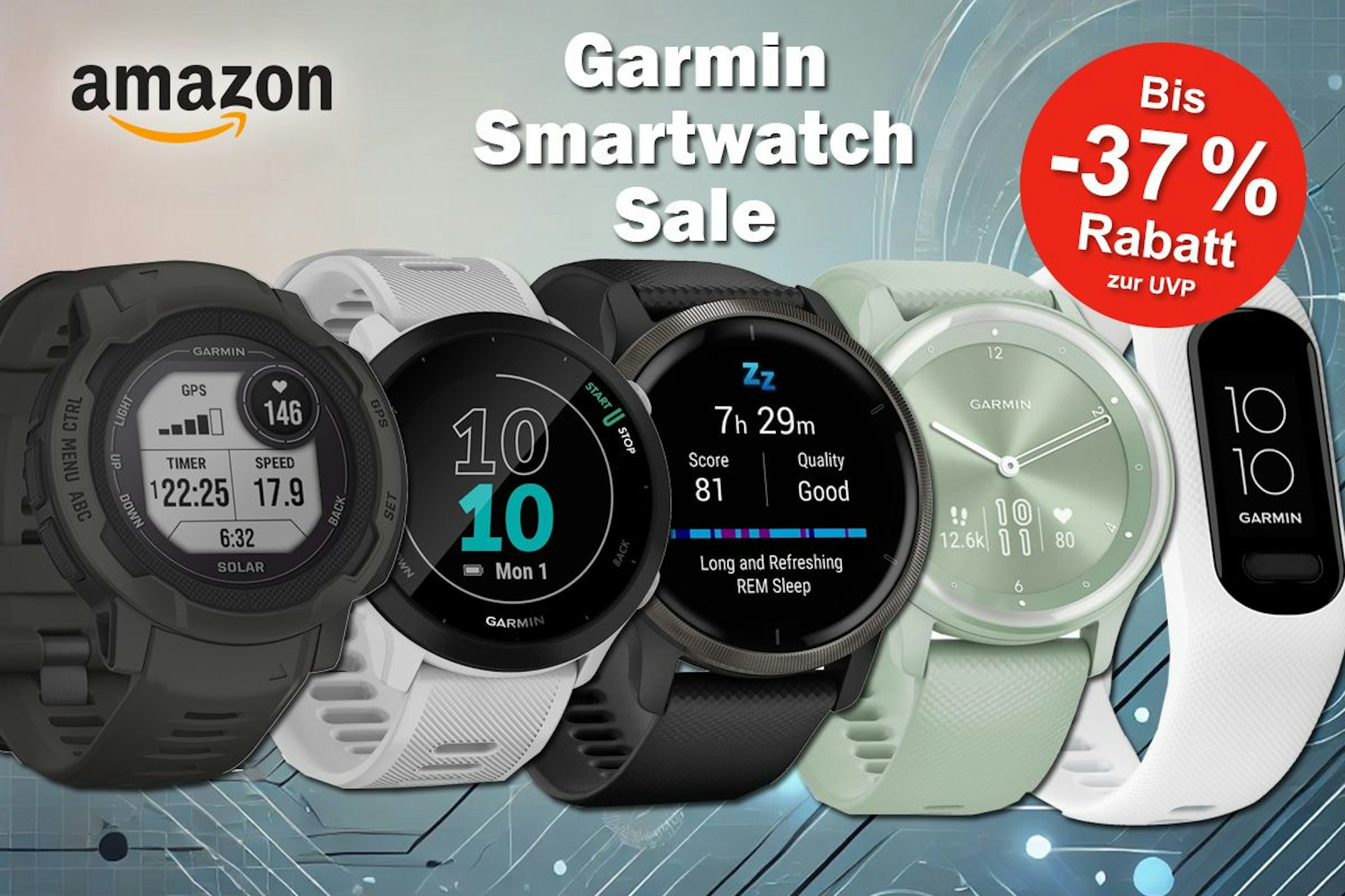Produktbilder von verschiedenen Garmin Smartwatch Modellen