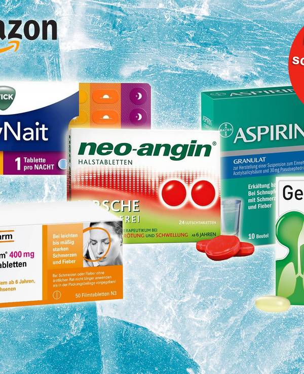 Darstellung von Medikamenten gegen eine Erkältung im Sale bei Amazon