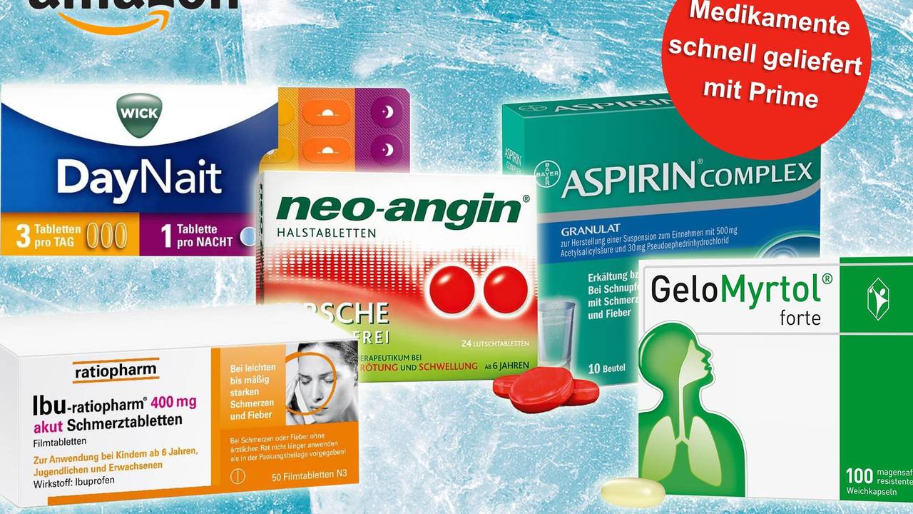 Darstellung von Medikamenten gegen eine Erkältung im Sale bei Amazon