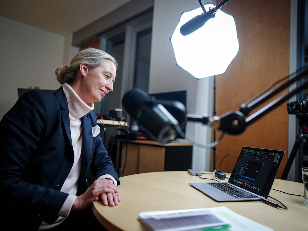 AfD-Chefin und Kanzlerkandidatin Alice Weidel vor der Live-Diskussion mit dem US-amerikanischen Tech-Milliardär Elon Musk.