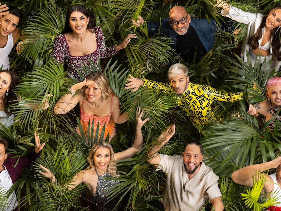 Das sind die Kandidat:innen für das Dschungelcamp 2025: V.l.n.r.: Timur Ülker, Yeliz Koc, Pierre Sanoussi-Bliss, Alessia Herren, Lilly Becker, Nina Bott, Sam Dylan, Edith Stehfest, Jörg Dahlmann, Anna-Carina Woitschack, Maurice Dziwak, Jürgen Hingsen
