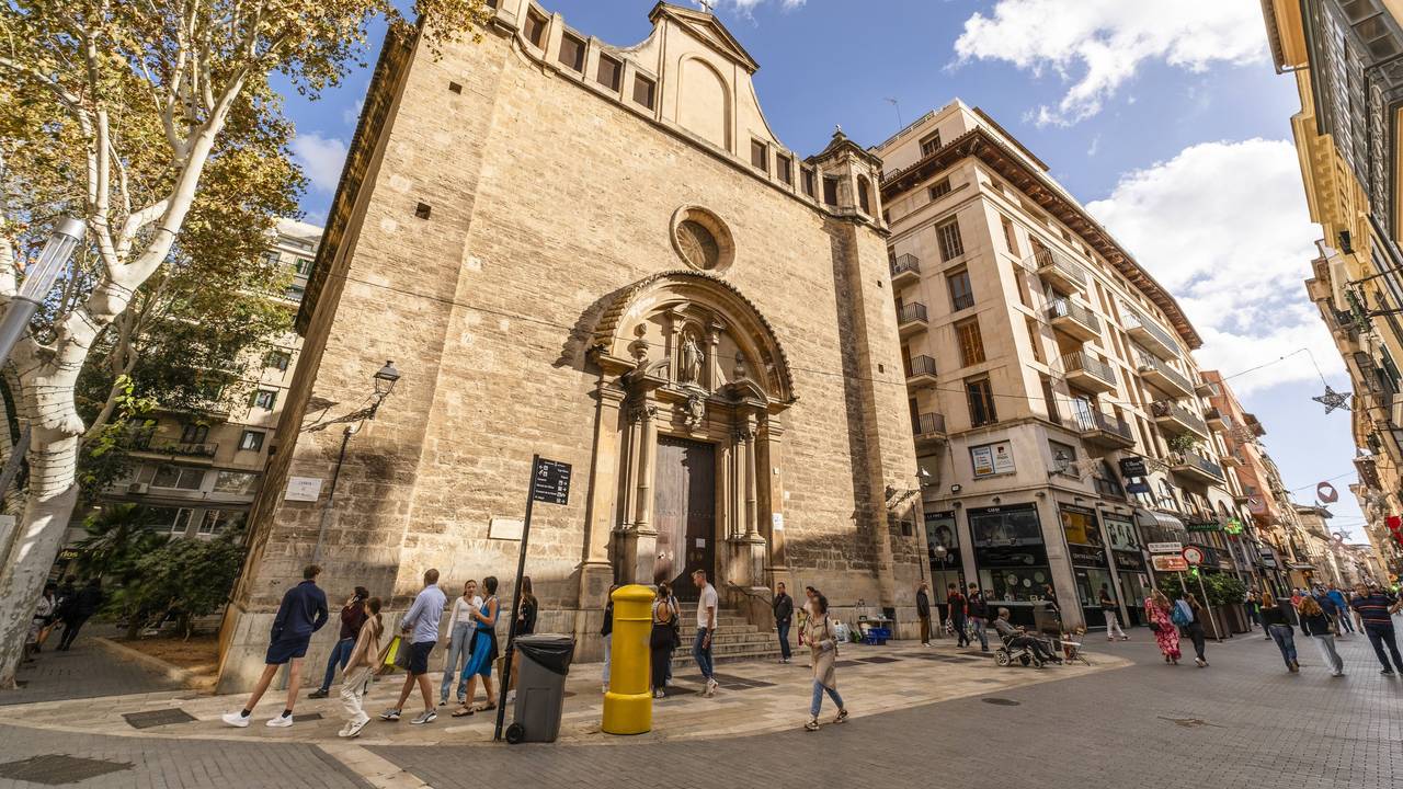 Palma de Mallorca, Spain, October 30 2023: view of amazing Iglesia de Santa Catalina, Europe Palma de Mallorca, Spain, October 30 2023