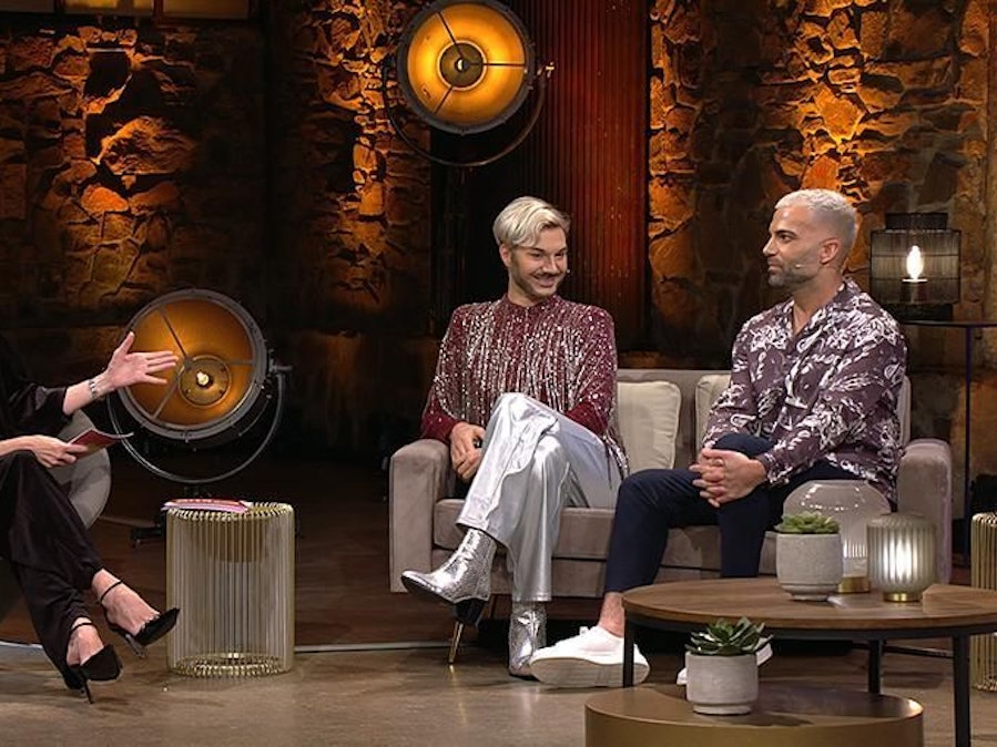 Frauke Ludowig, Sam Dylan und Rafi Rachek beim „Sommerhaus der Stars“-Wiedersehen.