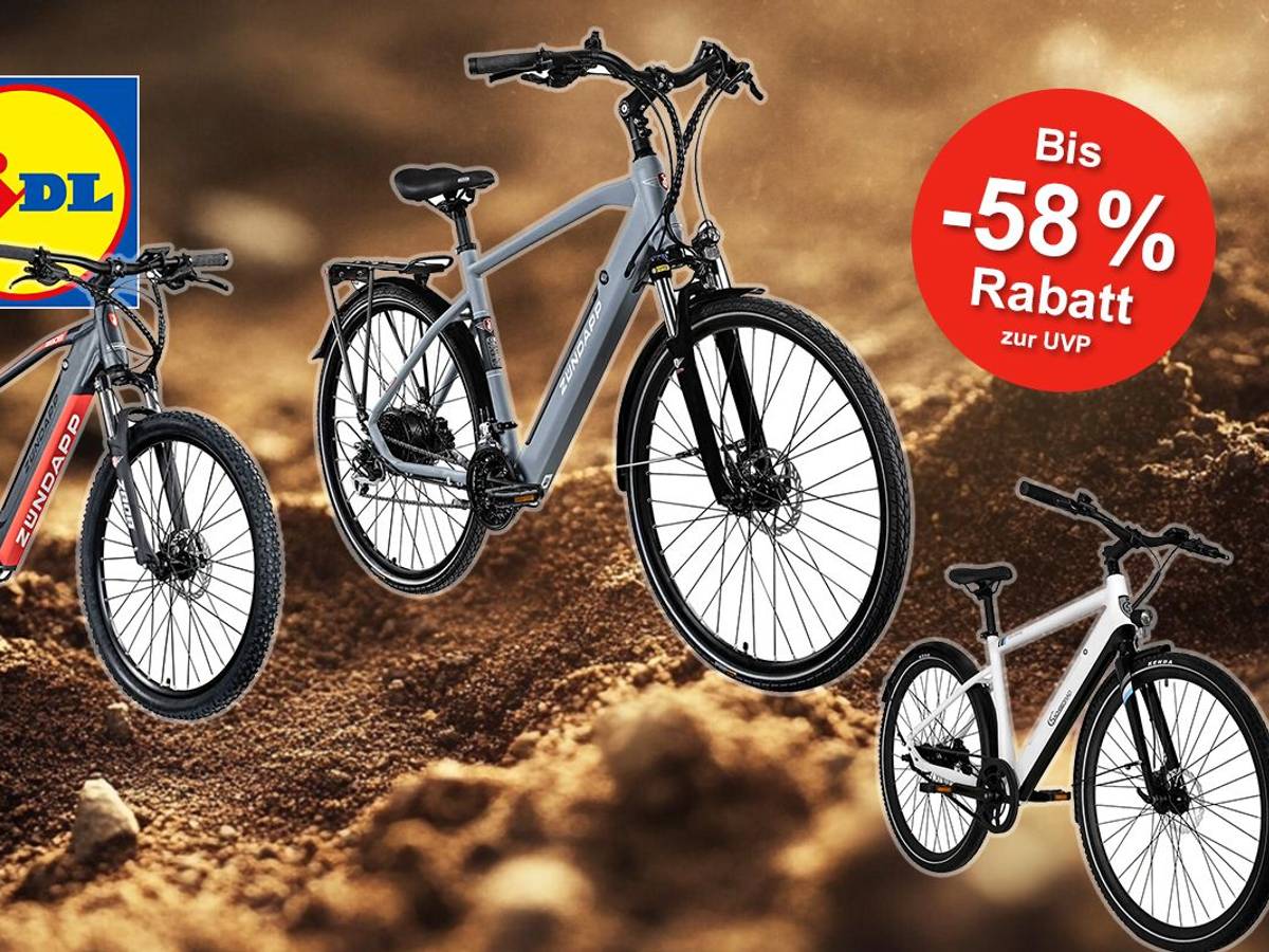 Darstellung von drei E-Bikes im Sale im LIDL Onlineshop