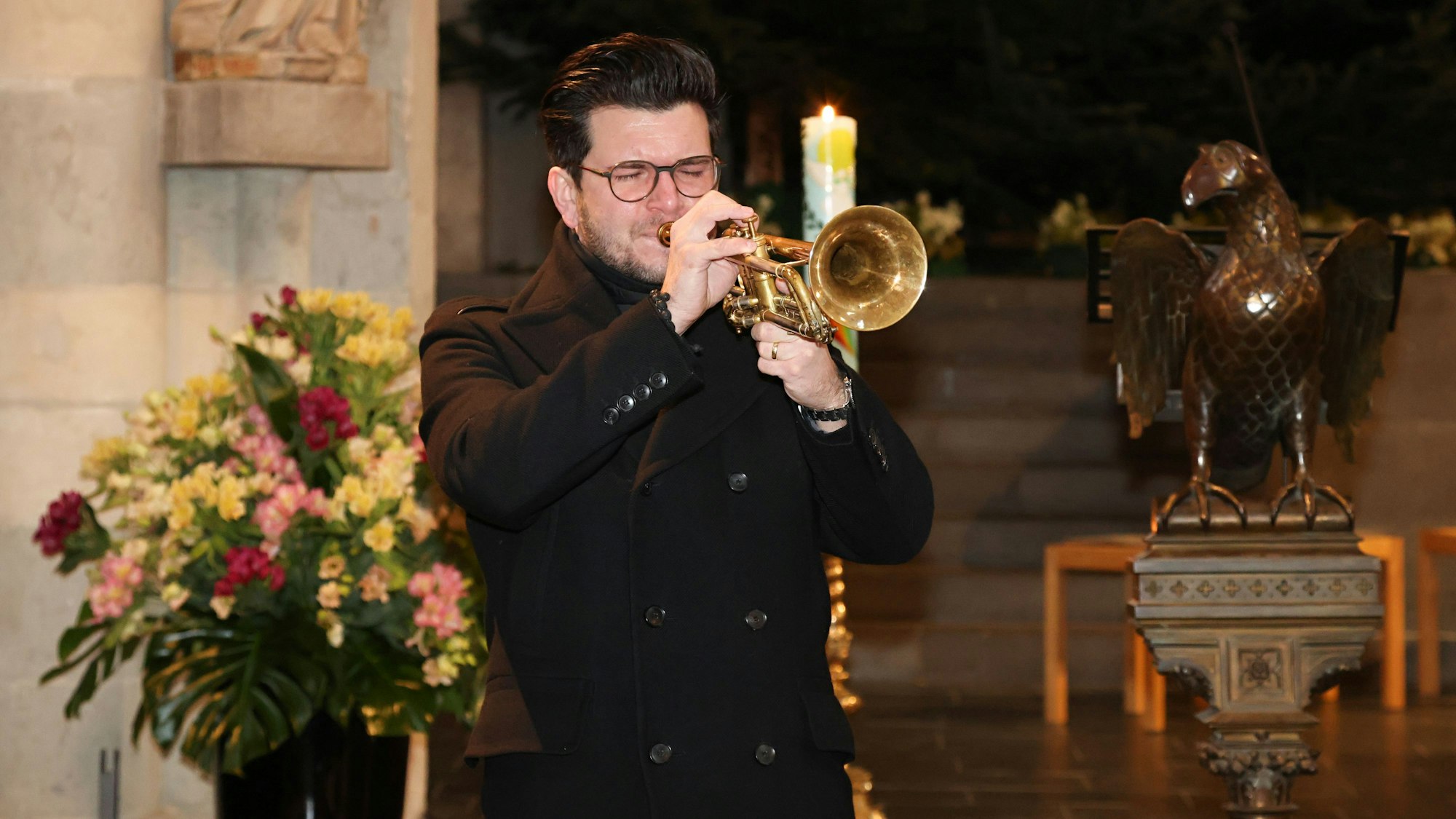 Michael Kuhl spielte Trompete in der Kirche.