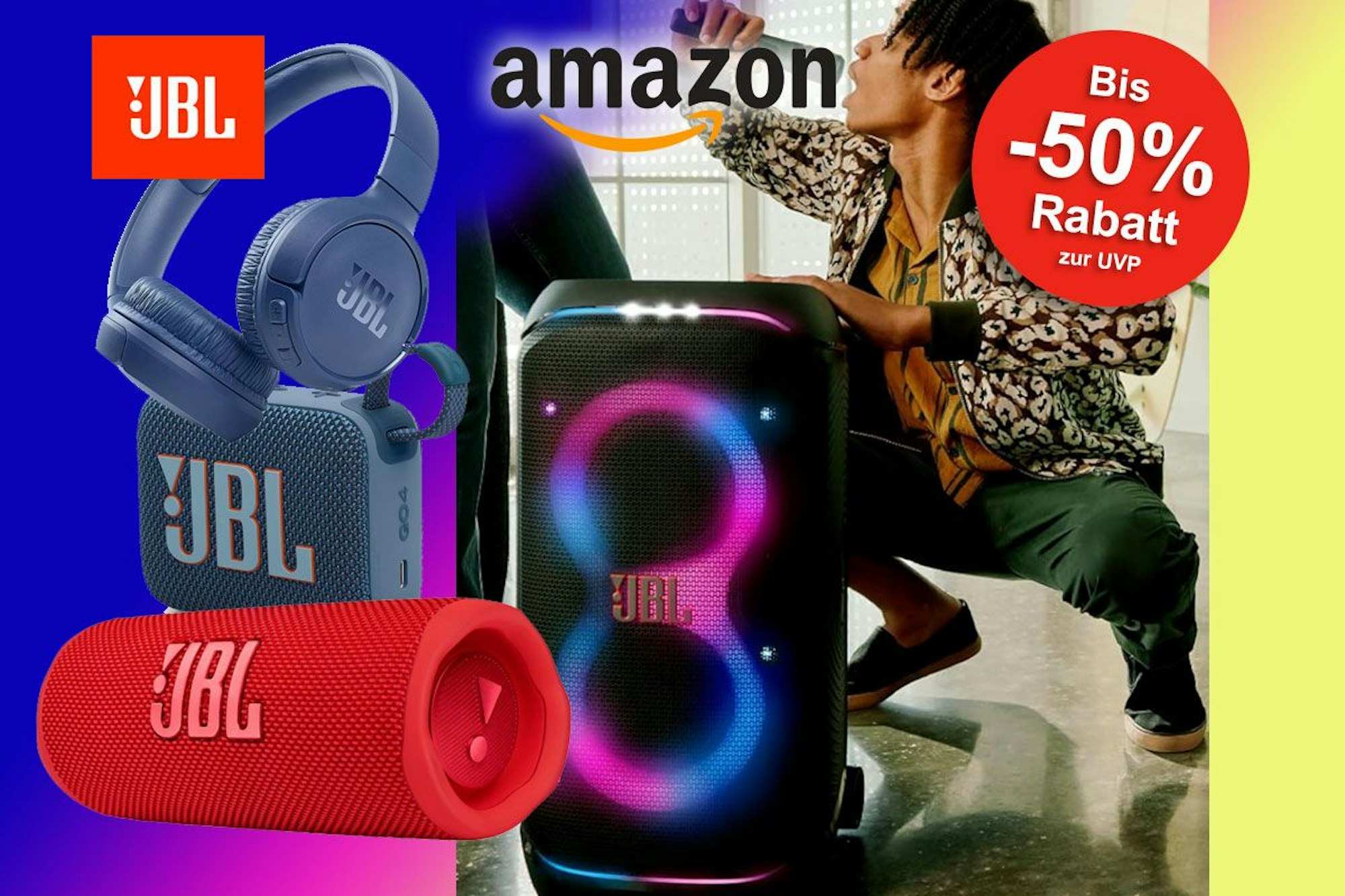 Auf dem Bild sind Produkte der Marke JBL abgebildet.