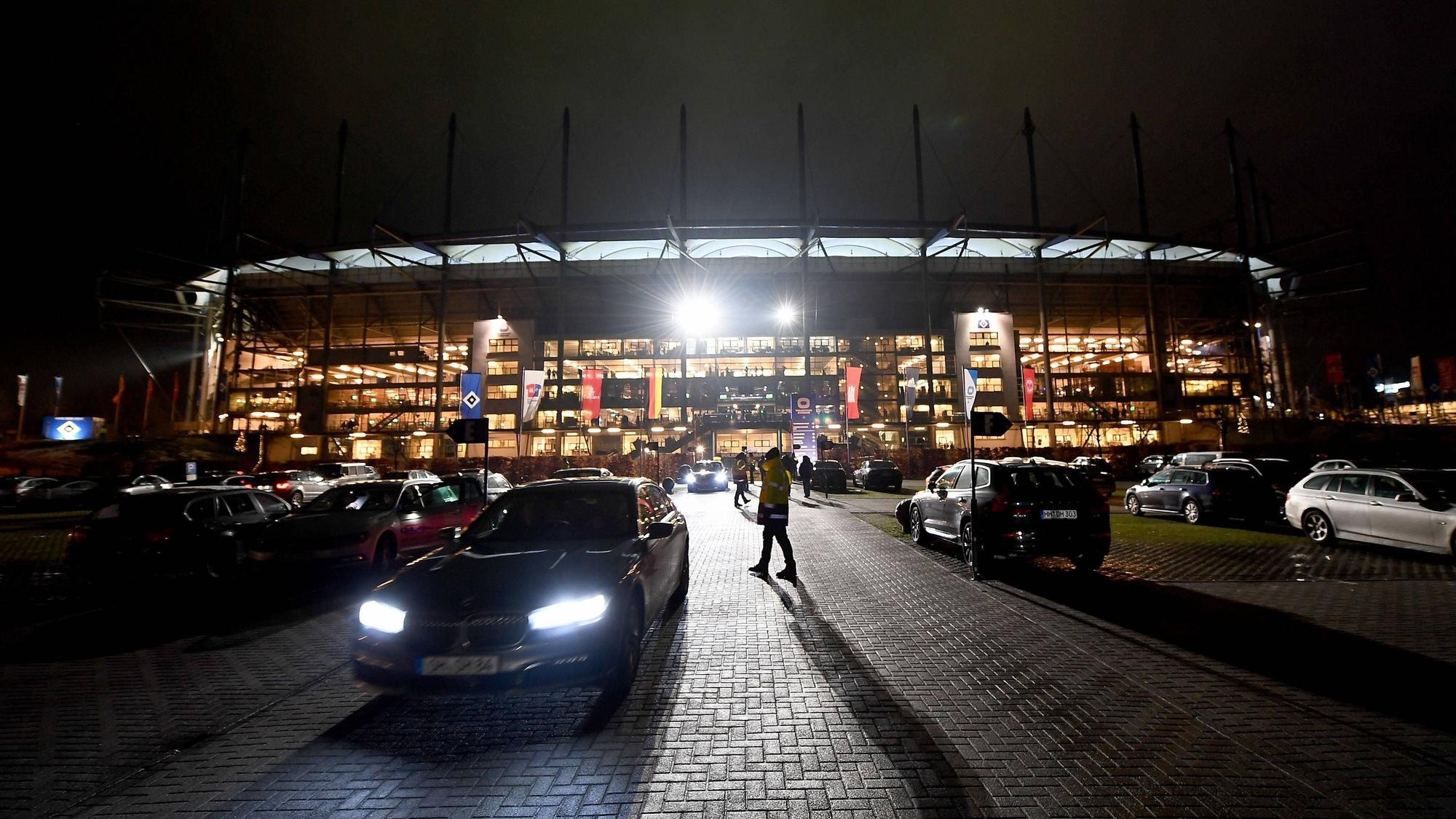 Ansicht von außen auf das Volksparkstadion in Hamburg