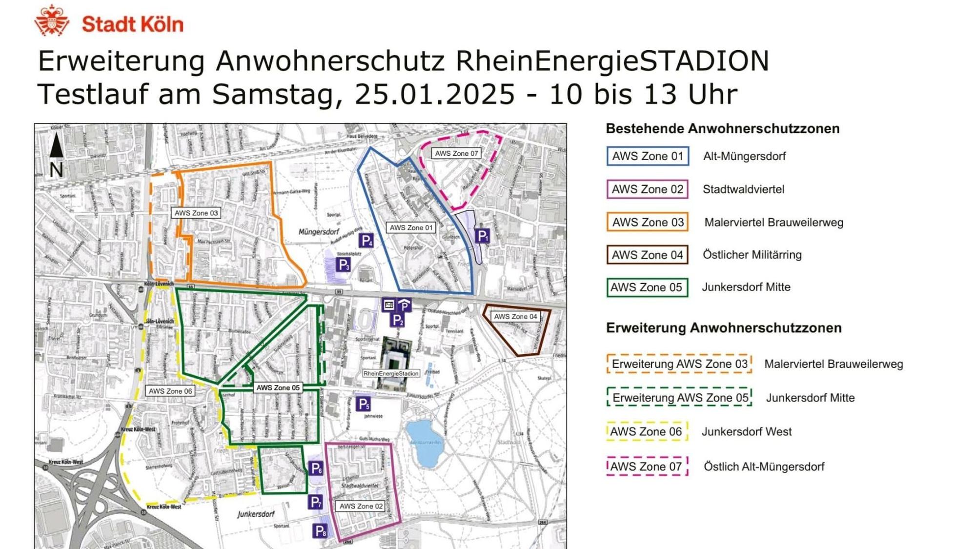 Das erweiterte Anwohner-Schutzkonzept der Stadt bei Heimspielen des 1. FC Köln im Rhein-Energie-Stadion.