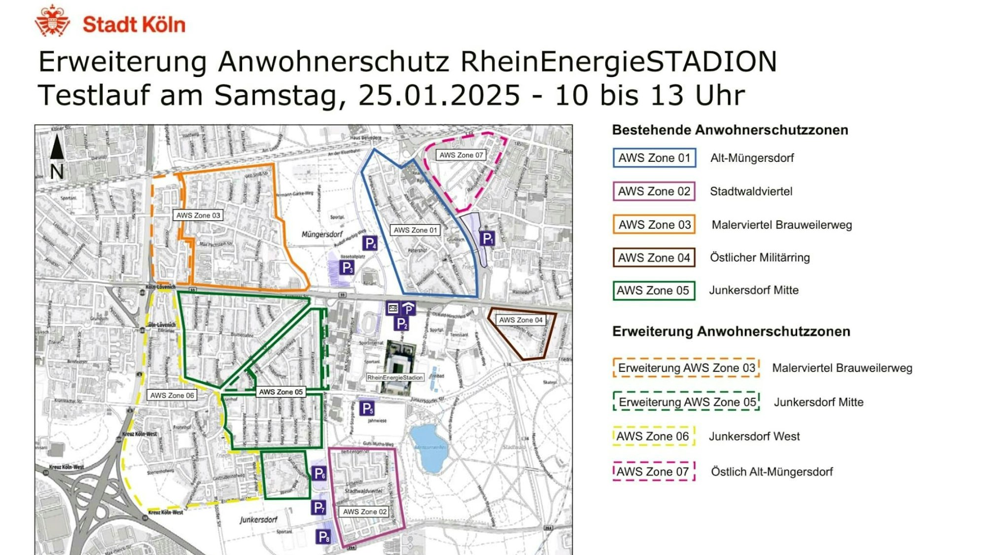 Das erweiterte Anwohner-Schutzkonzept der Stadt bei Heimspielen des 1. FC Köln im Rhein-Energie-Stadion.