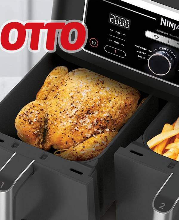 Darstellung der Ninja Foodi Heißluftfritteuse in Gebrauch