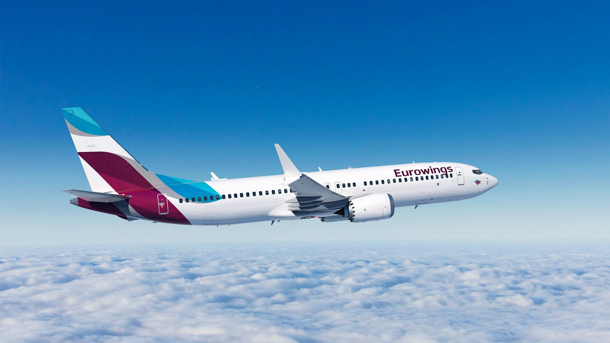 Das Foto zeigt die neue Maschine der Eurowings-Flotte: eine Boeing vom Typ 737-8 Max