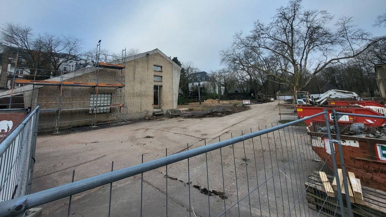 Baustelle im Kölner Zoo. Hier wird die alte Giraffenanlage umgebaut.