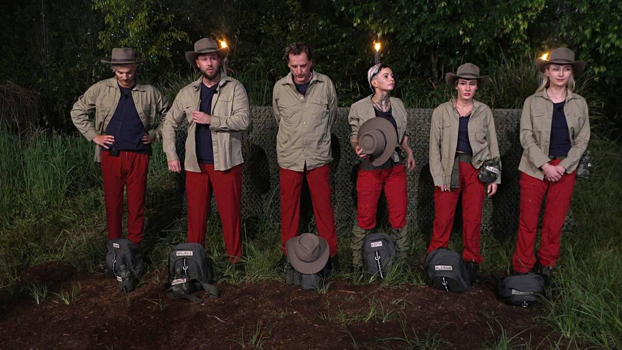 Sam Dylan und weitere Dschungelcamp-Stars stehen nebeneinander.