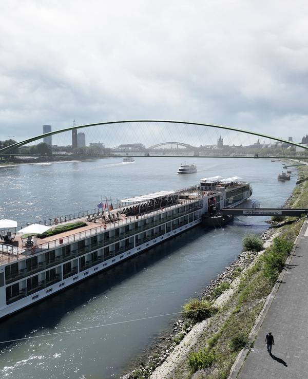 So soll die Fußgängerbrücke über den Rhein in Höhe der Bastei aussehen.
