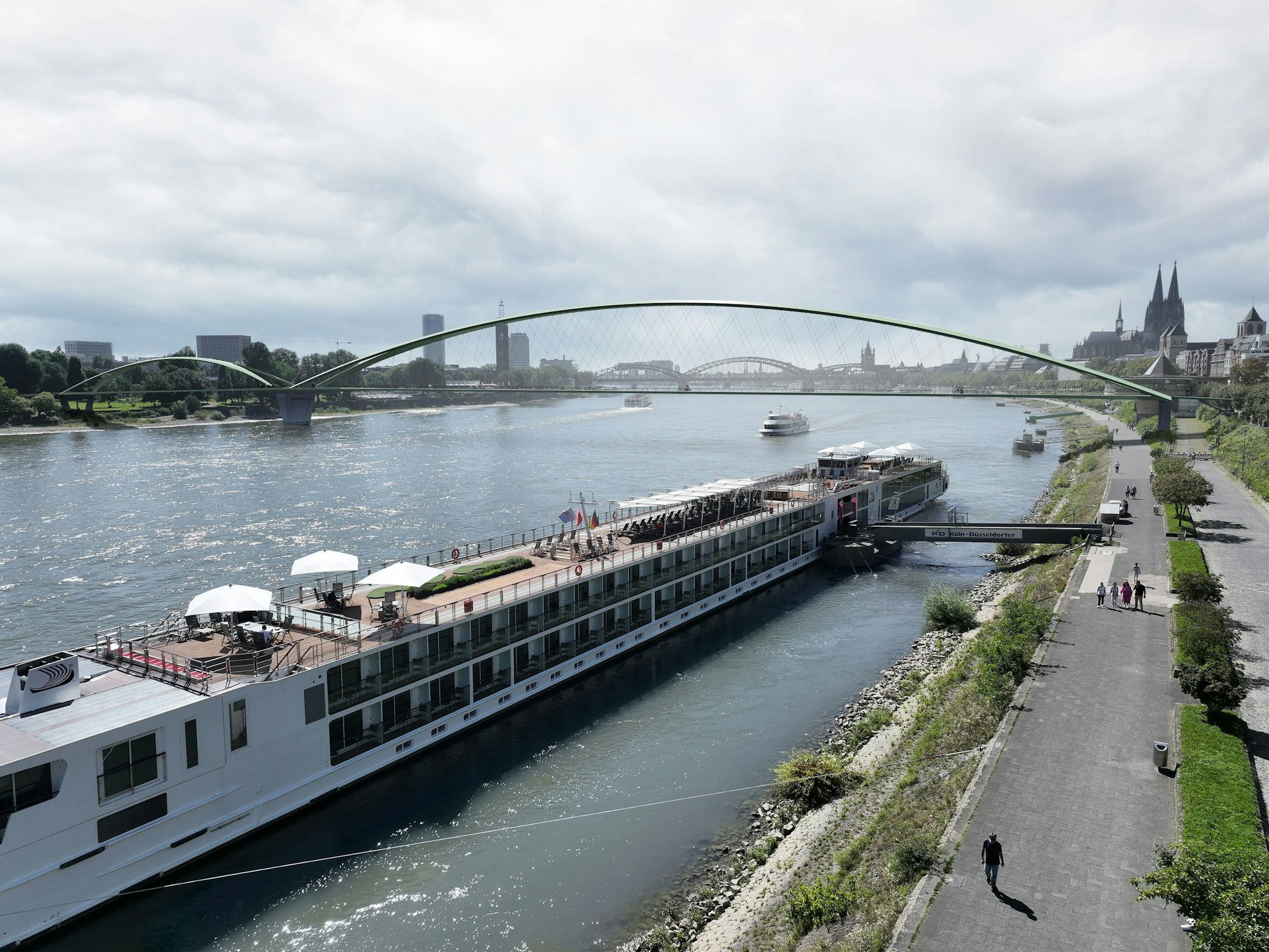 So soll die Fußgängerbrücke über den Rhein in Höhe der Bastei aussehen.