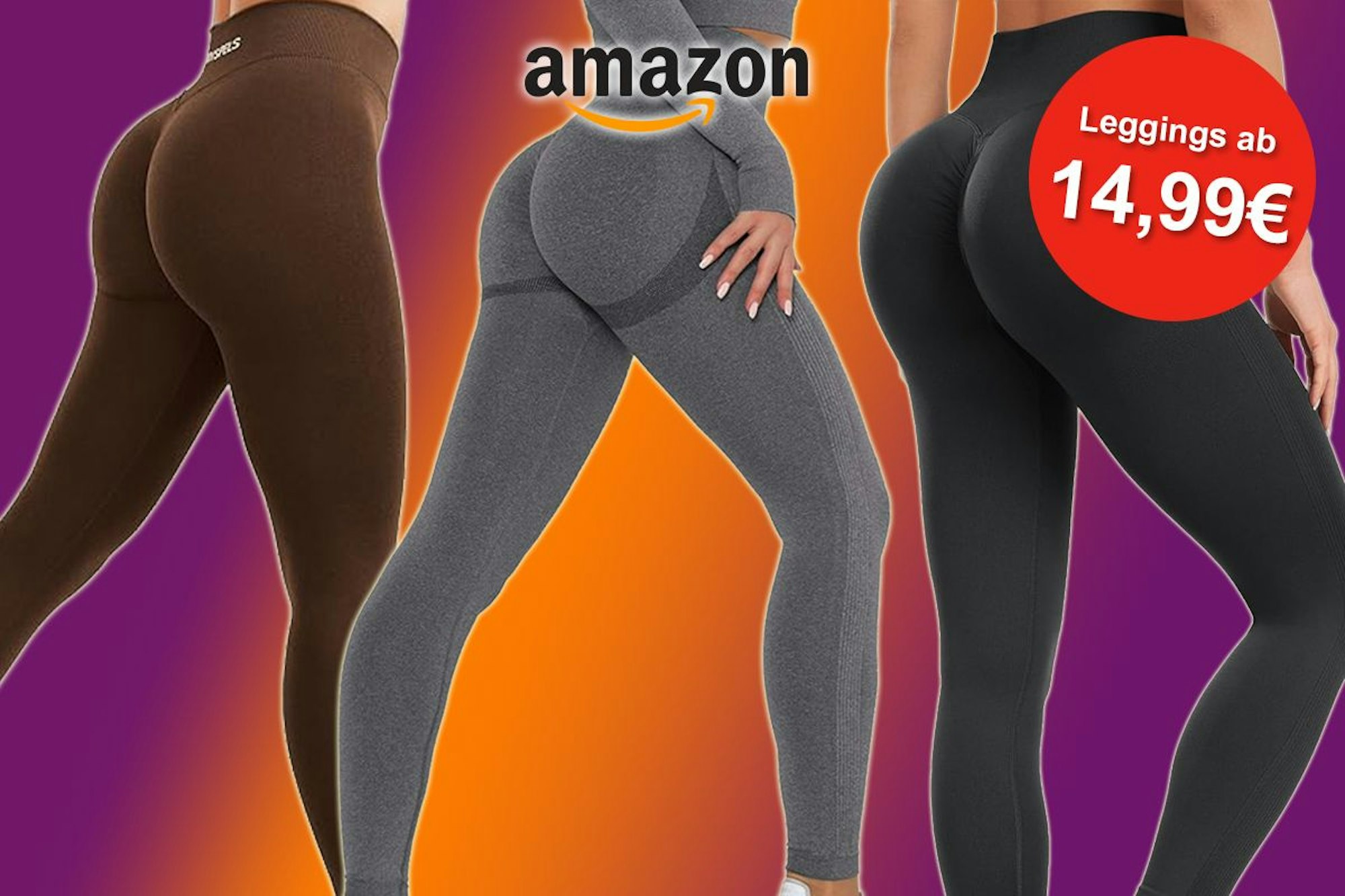 Auf dem Bild sind Sport Leggings angeordnet, die es bei Amazon gibt.