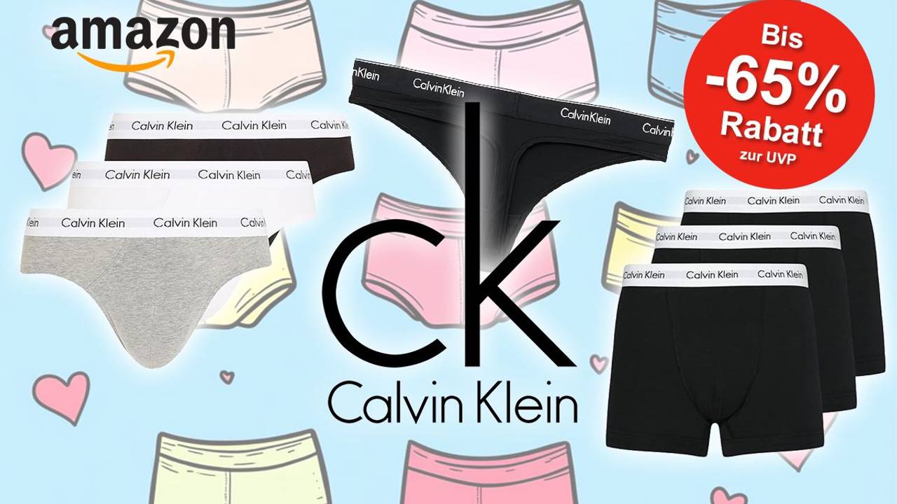 Darstellung von Calvin Klein Unterwäsche auf einem Comic-Hintergrund mit Unterwäsche