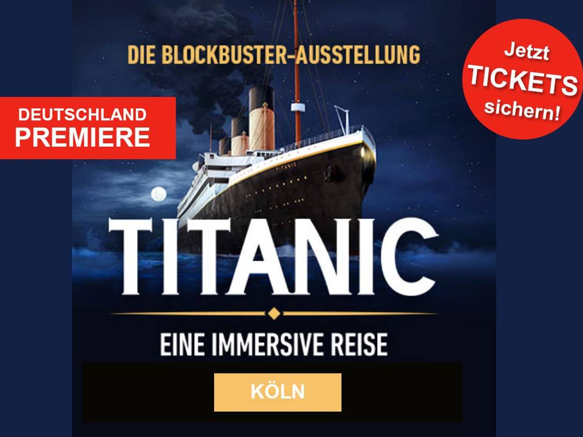 Bild von der Titanic mit Infos rund um die Ausstellung