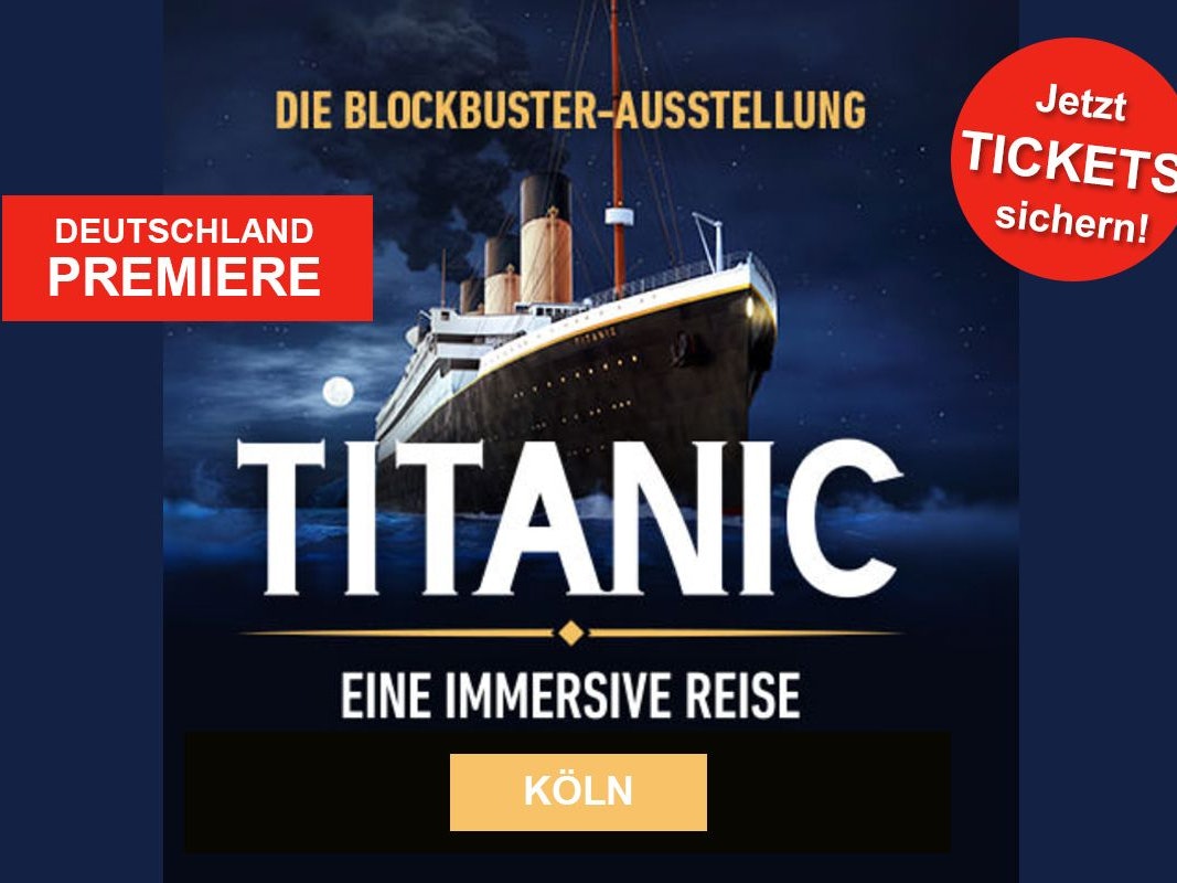 Bild von der Titanic mit Infos rund um die Ausstellung