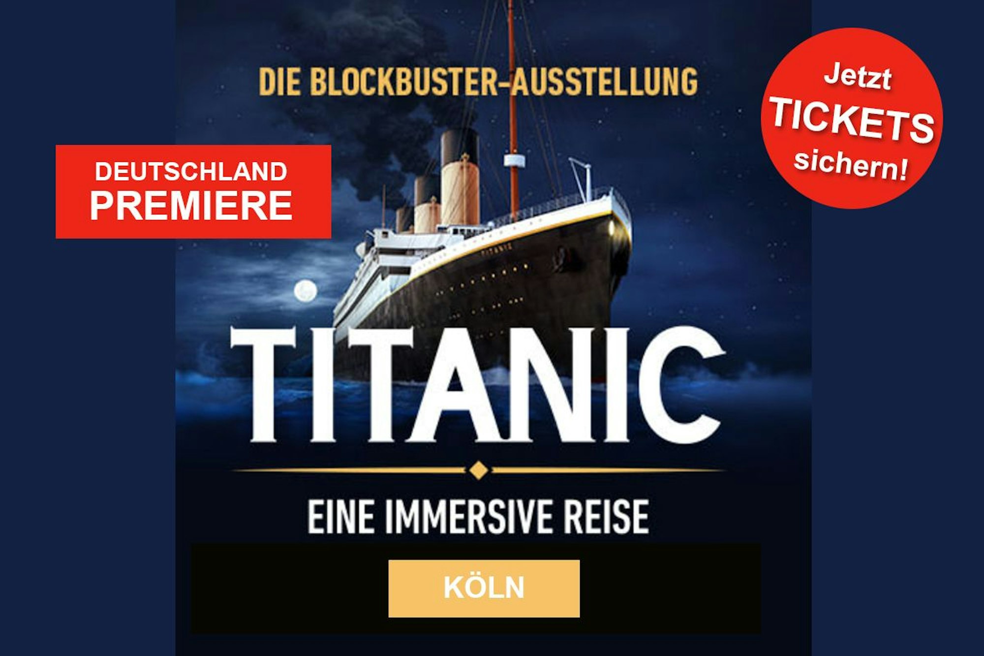 Bild von der Titanic mit Infos rund um die Ausstellung
