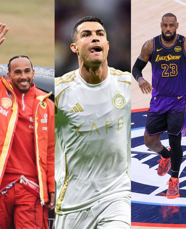 Lewis Hamilton, Cristiano Ronaldo und LeBron James auf einer Collage.