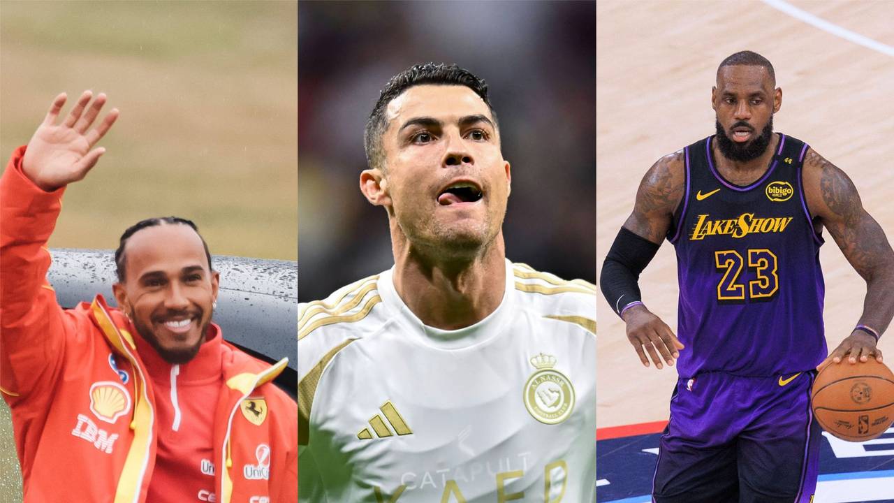 Lewis Hamilton, Cristiano Ronaldo und LeBron James auf einer Collage.