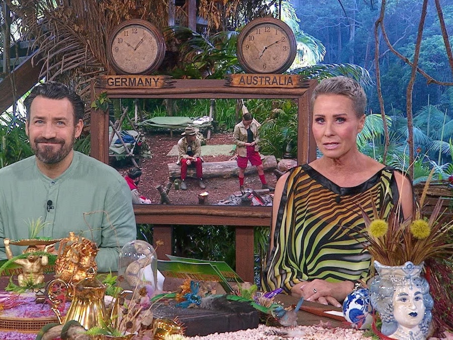 Jan Köppen und Sonja Zietlow im Dschungelcamp-Baumhaus.