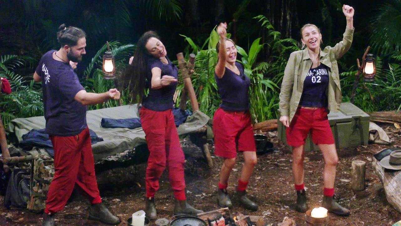 Die Dschungelcamp-Stars am Lagerfeuer.