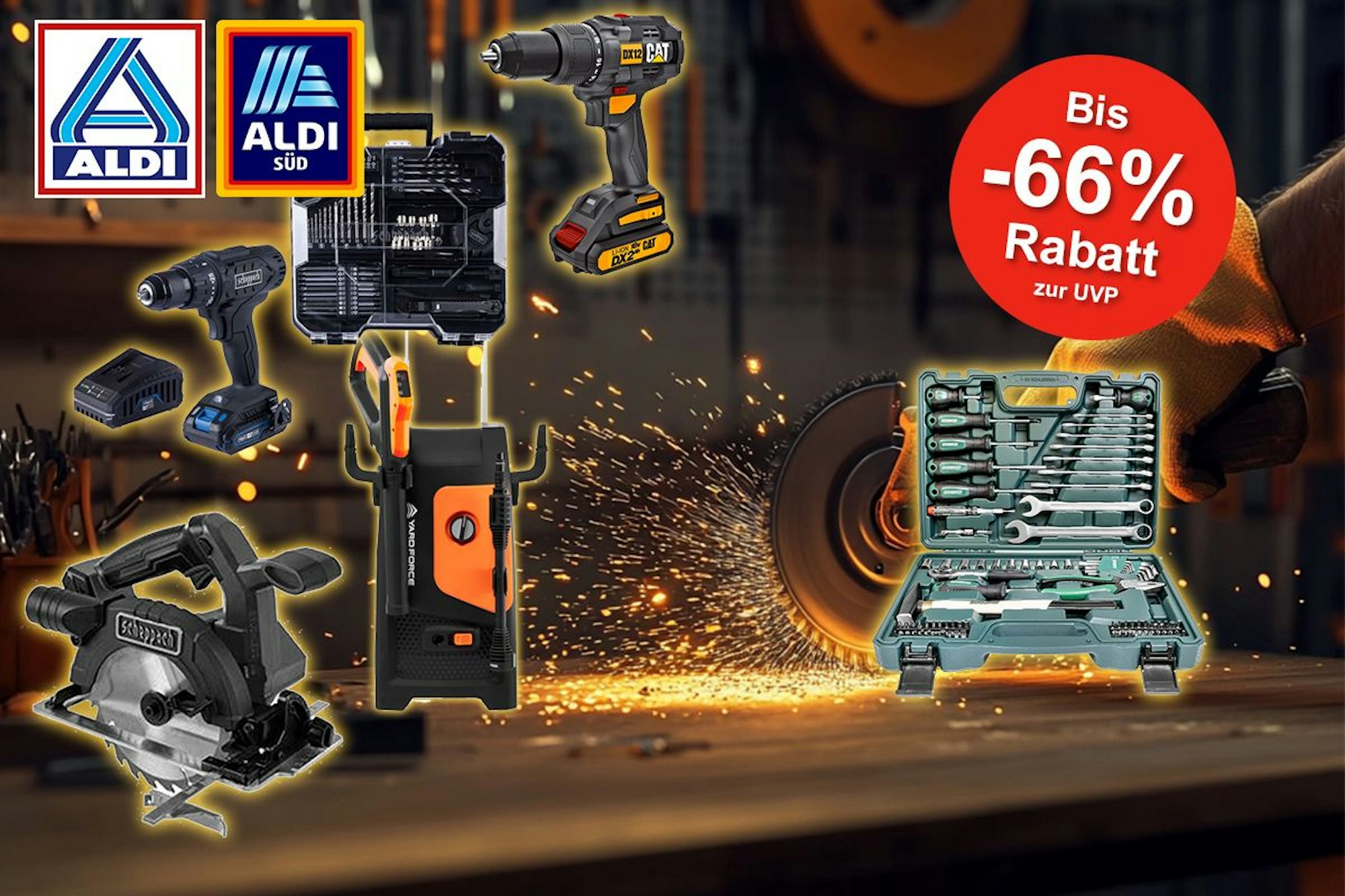 Darstellung von Baumarkt Artikeln im Sale beim ALDI Onlineshop